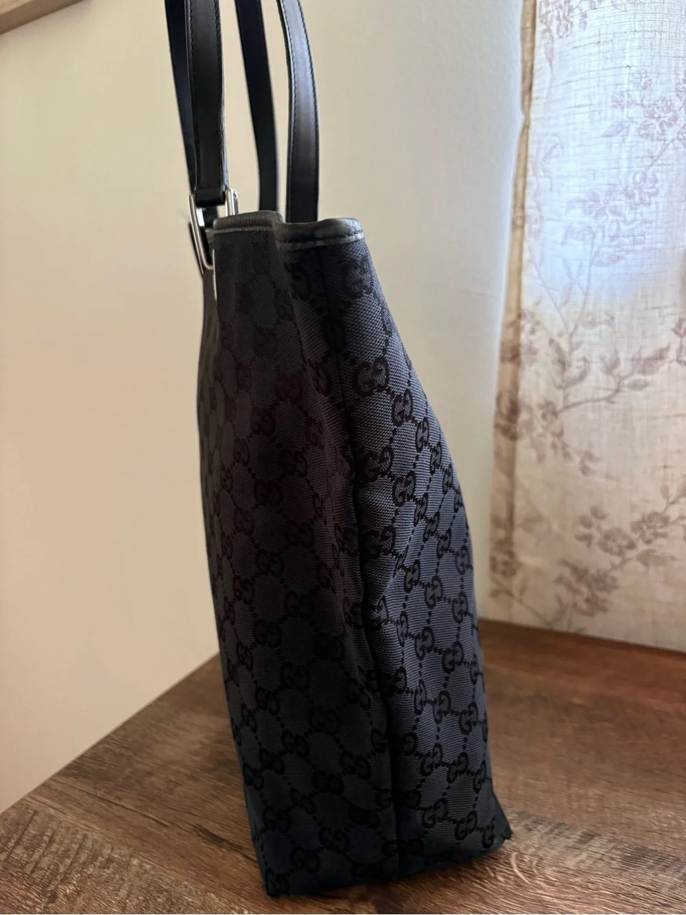 Gucci Black GG Monogram Canvas Tote